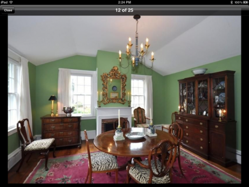 Although a favorite of the homeowner, the bright green dining room was too colorful for buyers